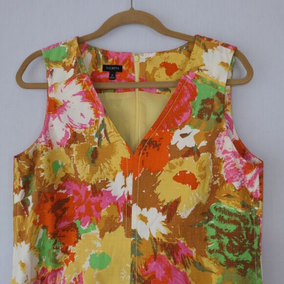 Talbots Women's Sheath Dress 12 Abstract Floral Sleeveless Lined Side Zipper EUC - Picture 2 of 7